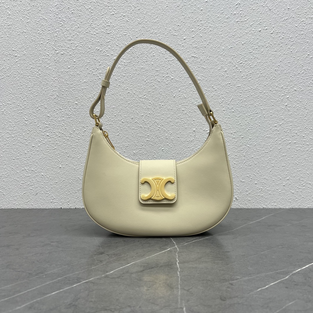 Celine Medium Ava Triomphe Bag In Smooth Calfskin Shoulder Bag Cream 114493